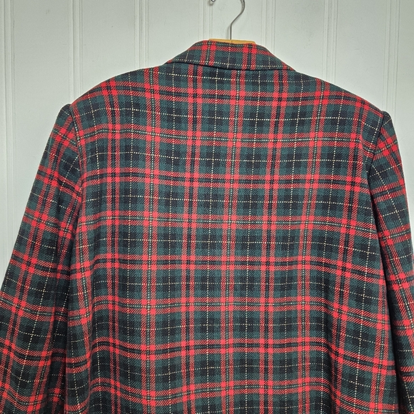 Vintage Savannah Plaid Wool Blend Blazer Jacket 20W Red Green Gold Black Classic - Picture 7 of 12